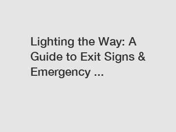 Lighting the Way: A Guide to Exit Signs & Emergency ...