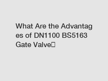 What Are the Advantages of DN1100 BS5163 Gate Valve？