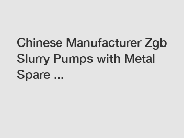 Chinese Manufacturer Zgb Slurry Pumps with Metal Spare ...