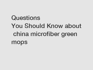 Questions You Should Know about china microfiber green mops