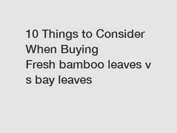 10 Things to Consider When Buying Fresh bamboo leaves vs bay leaves