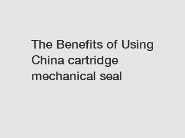 The Benefits of Using China cartridge mechanical seal