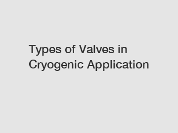 Types of Valves in Cryogenic Application