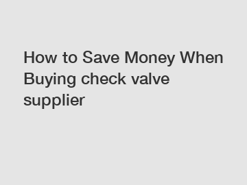 How to Save Money When Buying check valve supplier