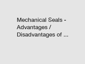 Mechanical Seals - Advantages / Disadvantages of ...