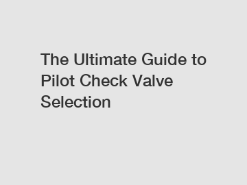 The Ultimate Guide to Pilot Check Valve Selection