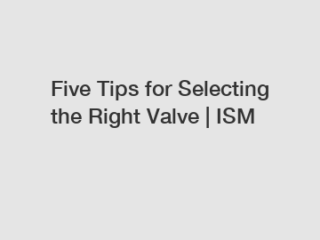 Five Tips for Selecting the Right Valve | ISM
