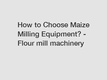 How to Choose Maize Milling Equipment? - Flour mill machinery