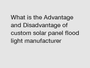 What is the Advantage and Disadvantage of  custom solar panel flood light manufacturer