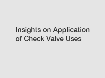 Insights on Application of Check Valve Uses