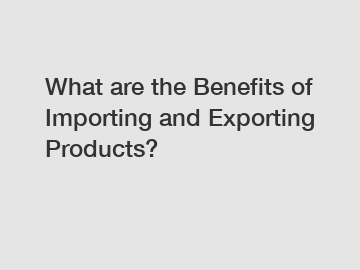 What are the Benefits of Importing and Exporting Products?