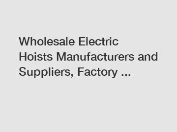 Wholesale Electric Hoists Manufacturers and Suppliers, Factory ...