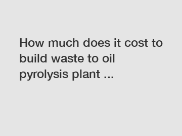 How much does it cost to build waste to oil pyrolysis plant ...