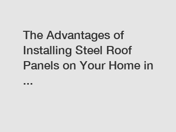 The Advantages of Installing Steel Roof Panels on Your Home in ...