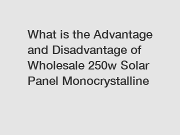 What is the Advantage and Disadvantage of  Wholesale 250w Solar Panel Monocrystalline