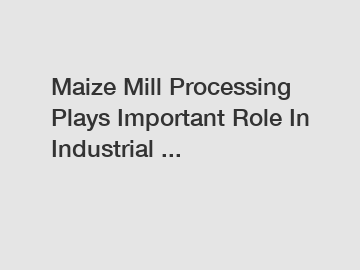 Maize Mill Processing Plays Important Role In Industrial ...