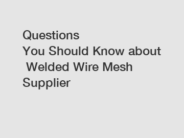 Questions You&nbsp;Should&nbsp;Know&nbsp;about&nbsp;Welded Wire Mesh Supplier 