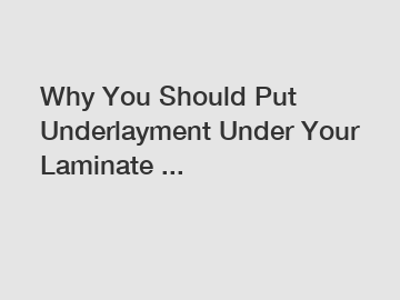 Why You Should Put Underlayment Under Your Laminate ...