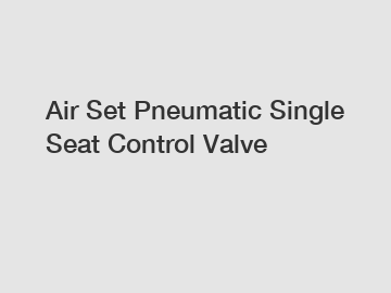Air Set Pneumatic Single Seat Control Valve