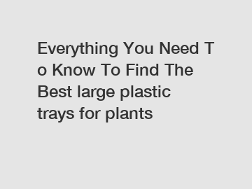 Everything You Need To Know To Find The Best large plastic trays for plants