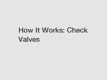 How It Works: Check Valves