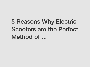 5 Reasons Why Electric Scooters are the Perfect Method of ...