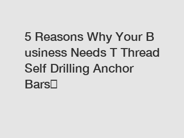 5 Reasons Why Your Business Needs T Thread Self Drilling Anchor Bars？