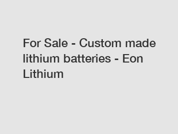 For Sale - Custom made lithium batteries - Eon Lithium