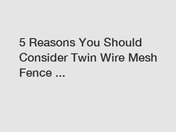 5 Reasons You Should Consider Twin Wire Mesh Fence ...