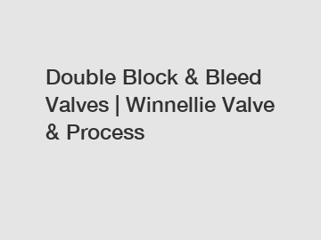 Double Block & Bleed Valves | Winnellie Valve & Process