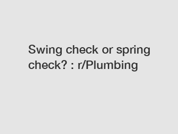 Swing check or spring check? : r/Plumbing