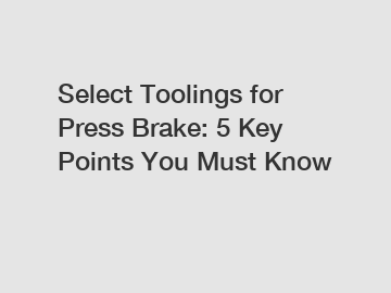 Select Toolings for Press Brake: 5 Key Points You Must Know