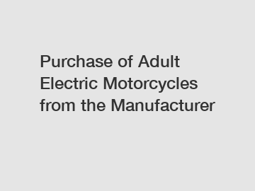 Purchase of Adult Electric Motorcycles from the Manufacturer
