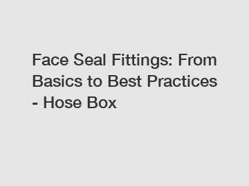 Face Seal Fittings: From Basics to Best Practices - Hose Box