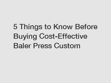 5 Things to Know Before Buying Cost-Effective Baler Press Custom