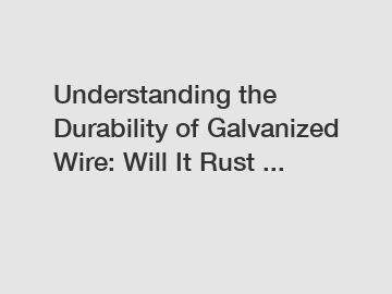 Understanding the Durability of Galvanized Wire: Will It Rust ...