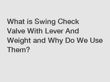 What is Swing Check Valve With Lever And Weight and Why Do We Use Them?