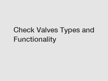 Check Valves Types and Functionality