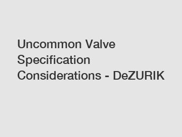 Uncommon Valve Specification Considerations - DeZURIK