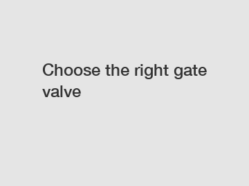 Choose the right gate valve