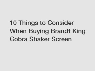 10 Things to Consider When Buying Brandt King Cobra Shaker Screen