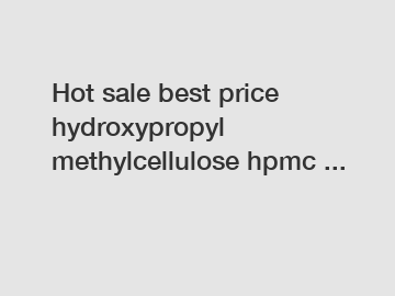 Hot sale best price hydroxypropyl methylcellulose hpmc ...