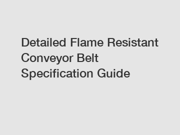 Detailed Flame Resistant Conveyor Belt Specification Guide