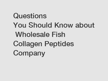 Questions You Should Know about Wholesale Fish Collagen Peptides Company