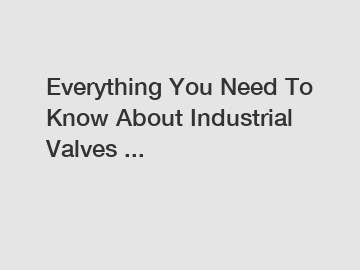 Everything You Need To Know About Industrial Valves ...