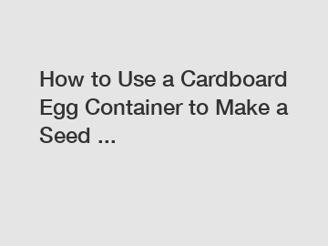 How to Use a Cardboard Egg Container to Make a Seed ...