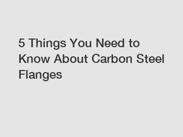 5 Things You Need to Know About Carbon Steel Flanges