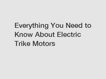 Everything You Need to Know About Electric Trike Motors