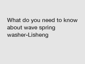 What do you need to know about wave spring washer-Lisheng