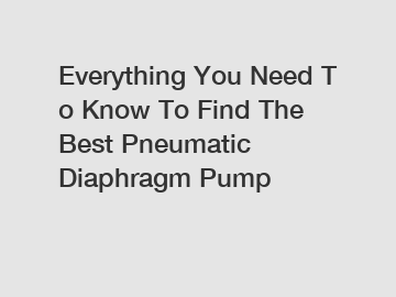 Everything&nbsp;You&nbsp;Need&nbsp;To&nbsp;Know&nbsp;To&nbsp;Find&nbsp;The&nbsp;Best&nbsp;Pneumatic Diaphragm Pump